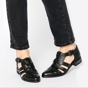 Park Lane Strappy Gladiator T-Bar Leather Flats